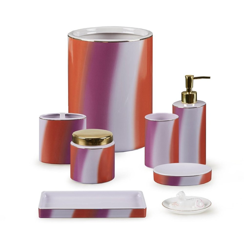 2 CERAMIC Wild Sage™ Tiger Wash Stripe Bathroom LOTION / Soap DISPENSERs - Picture 4 of 4